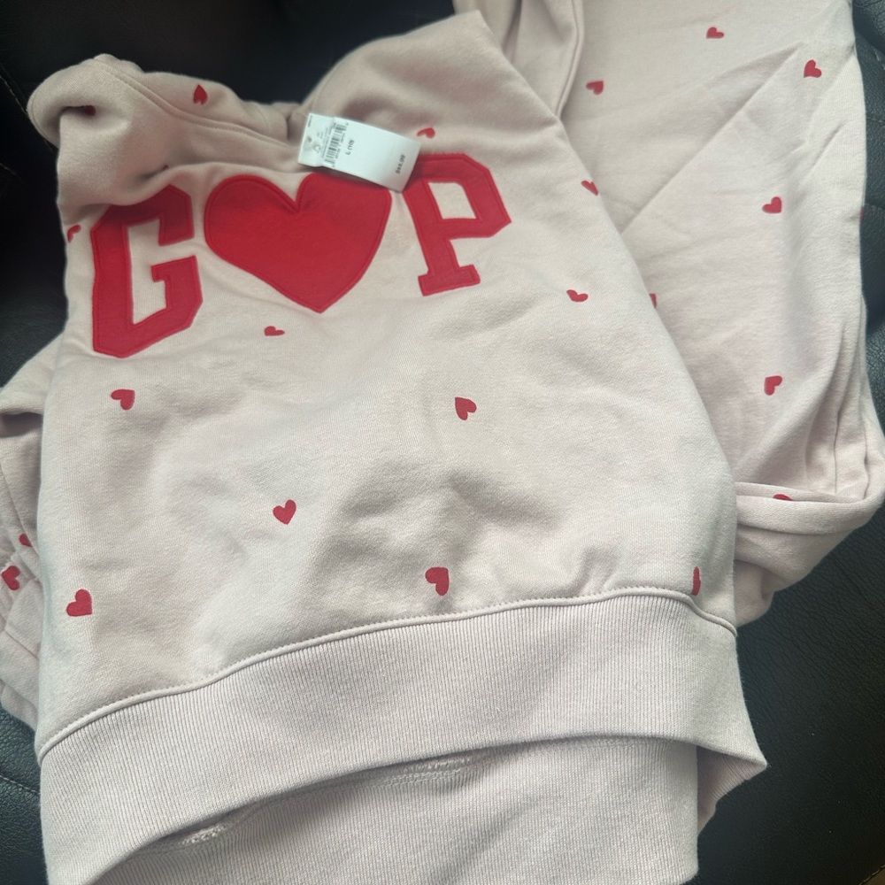 GAP Kids Light Pink Hoodie Set with Red Heart